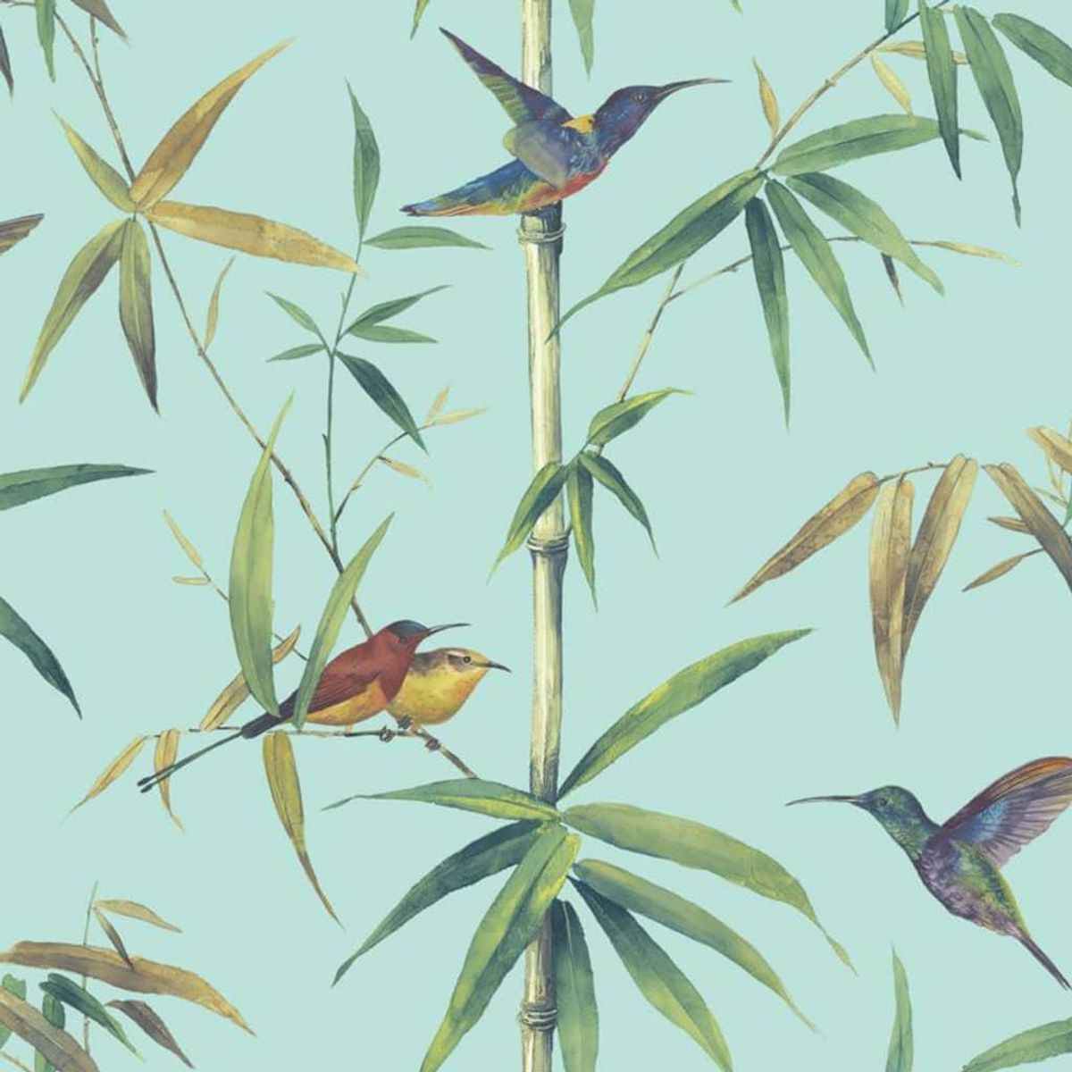 Noordwand vægtapet Kolibri and Bamboo turkis