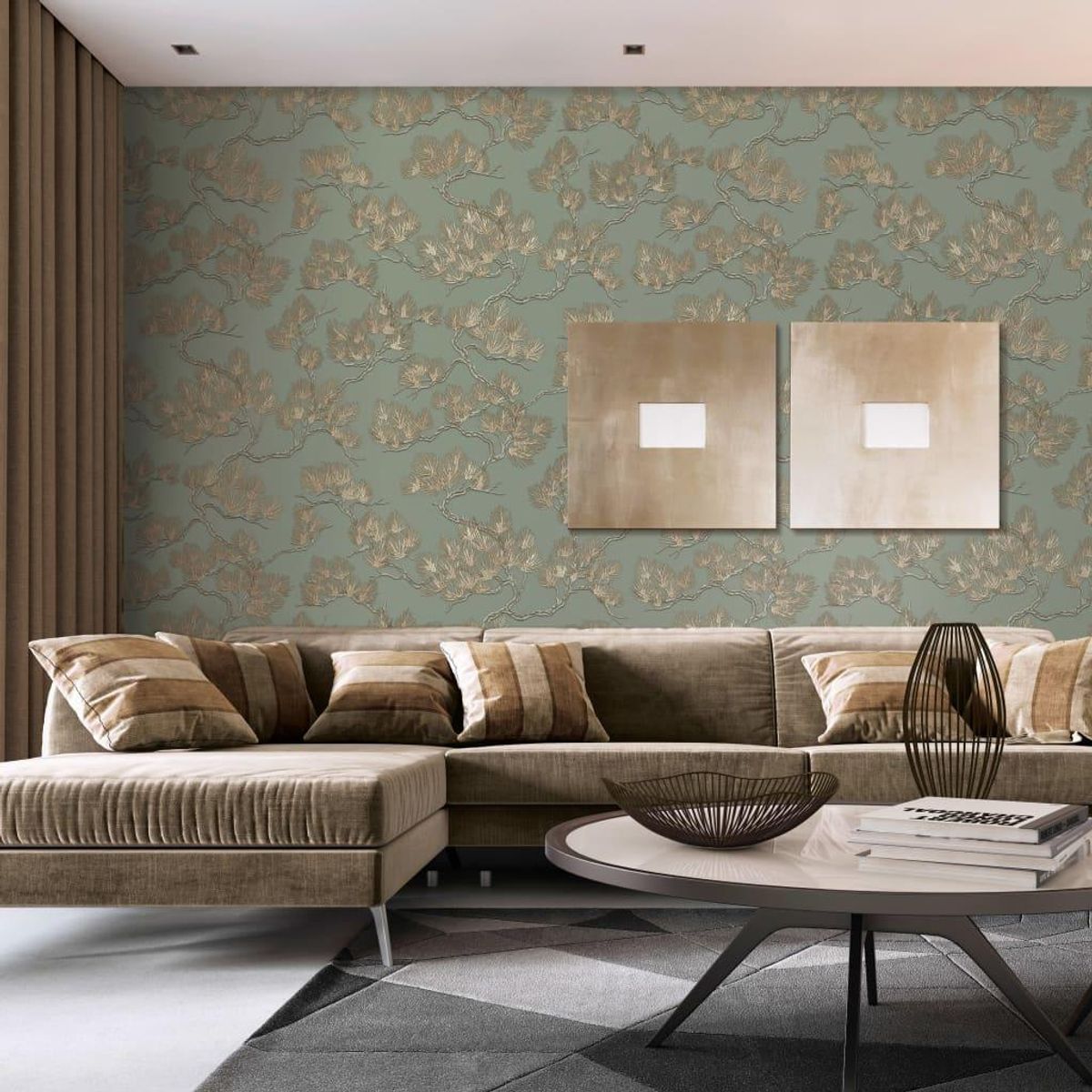 DUTCH WALLCOVERINGS tapet Pine Tree grøn