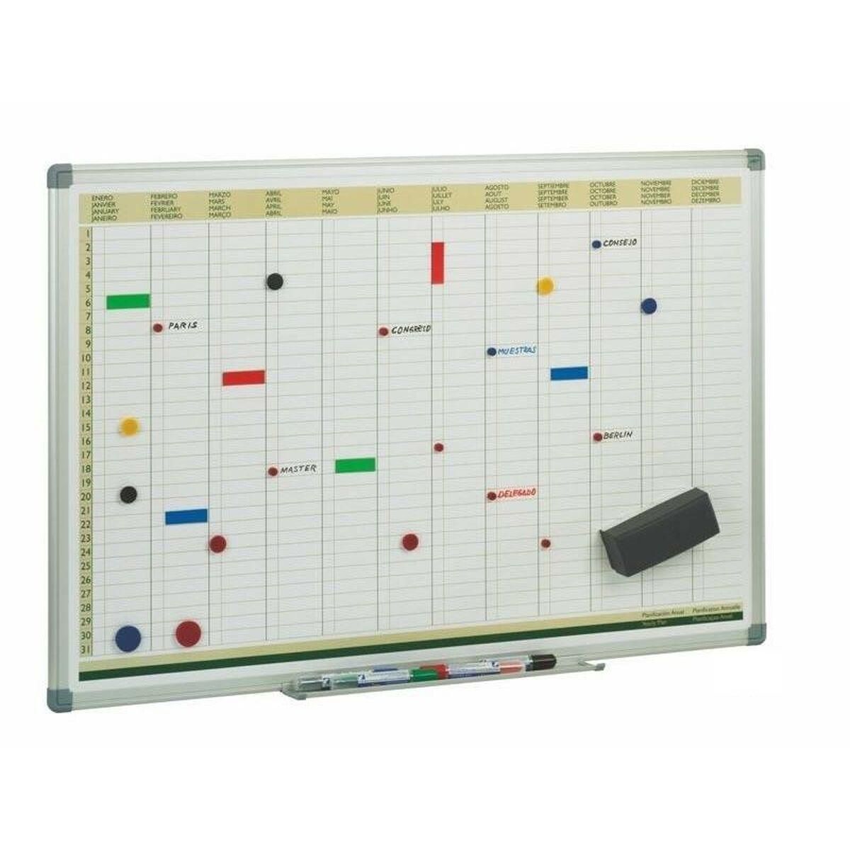 Tavle Faibo 60 x 90 cm Ugentlig Planner Hvid