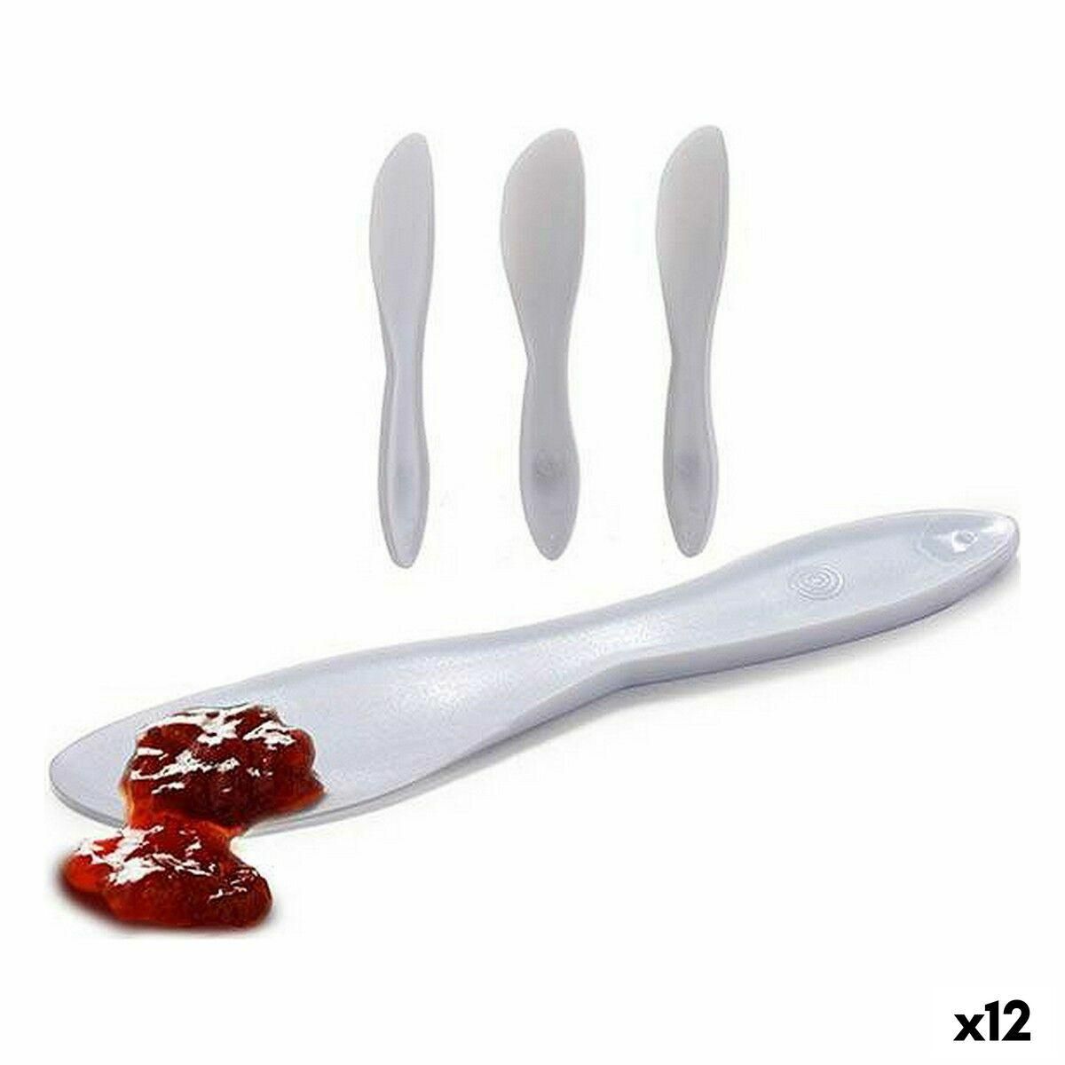 Knivsæt 18 x 3,5 x 1 cm Hvid Plastik (12 enheder)