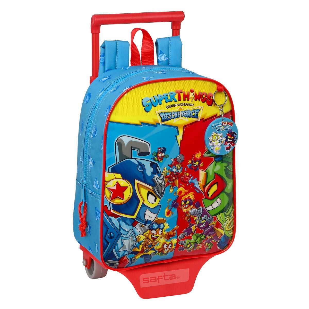 Skolerygsæk med Hjul SuperThings Rescue force Blå 22 x 27 x 10 cm