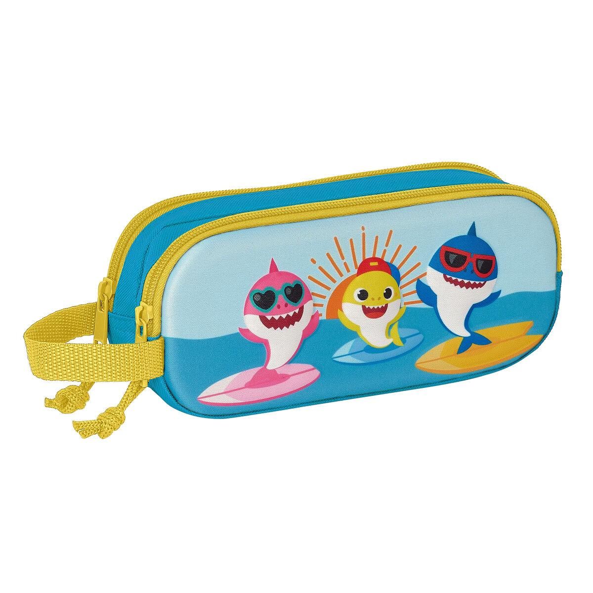 Dobbelt carry-all Baby Shark 3D Blå 21 x 8 x 6 cm