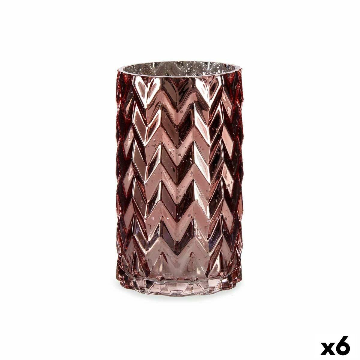 Vase Kobberstik Øre (af hvede) Pink Krystal 11,3 x 19,5 x 11,3 cm (6 enheder)