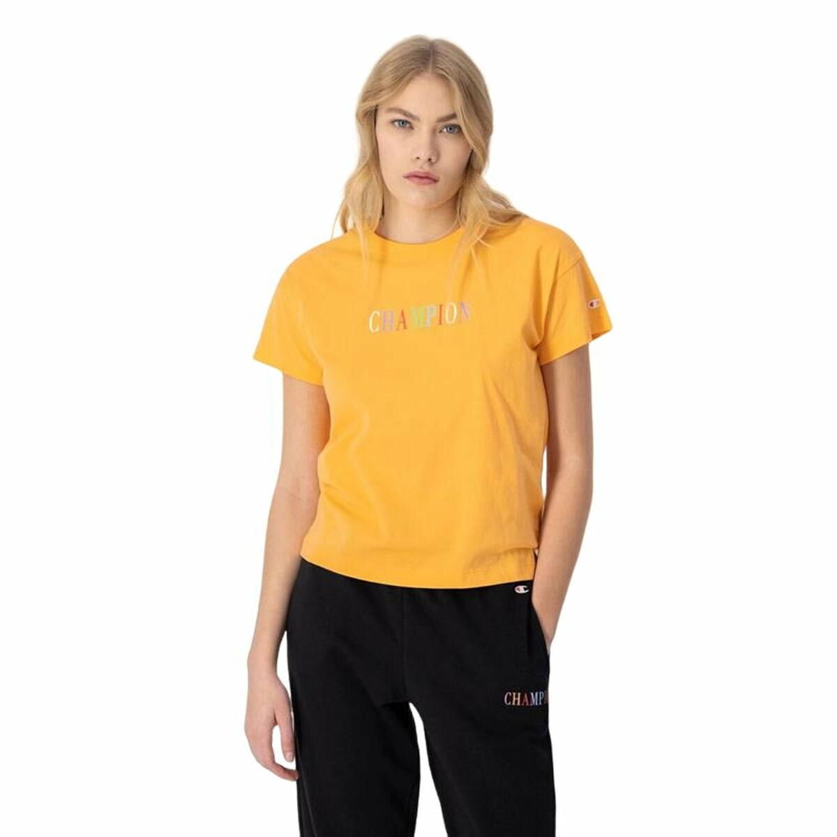 Kortærmet T-shirt til Kvinder Champion Crewneck Croptop Gul S