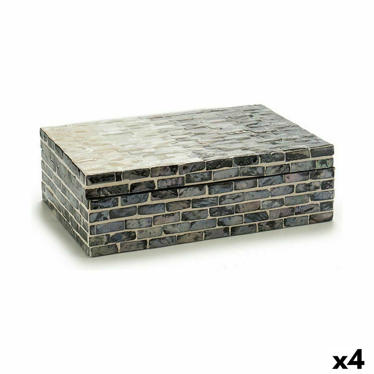 Dekorativ boks Grå Perlemor spånplade 15,2 x 7,2 x 25 cm (4 enheder)