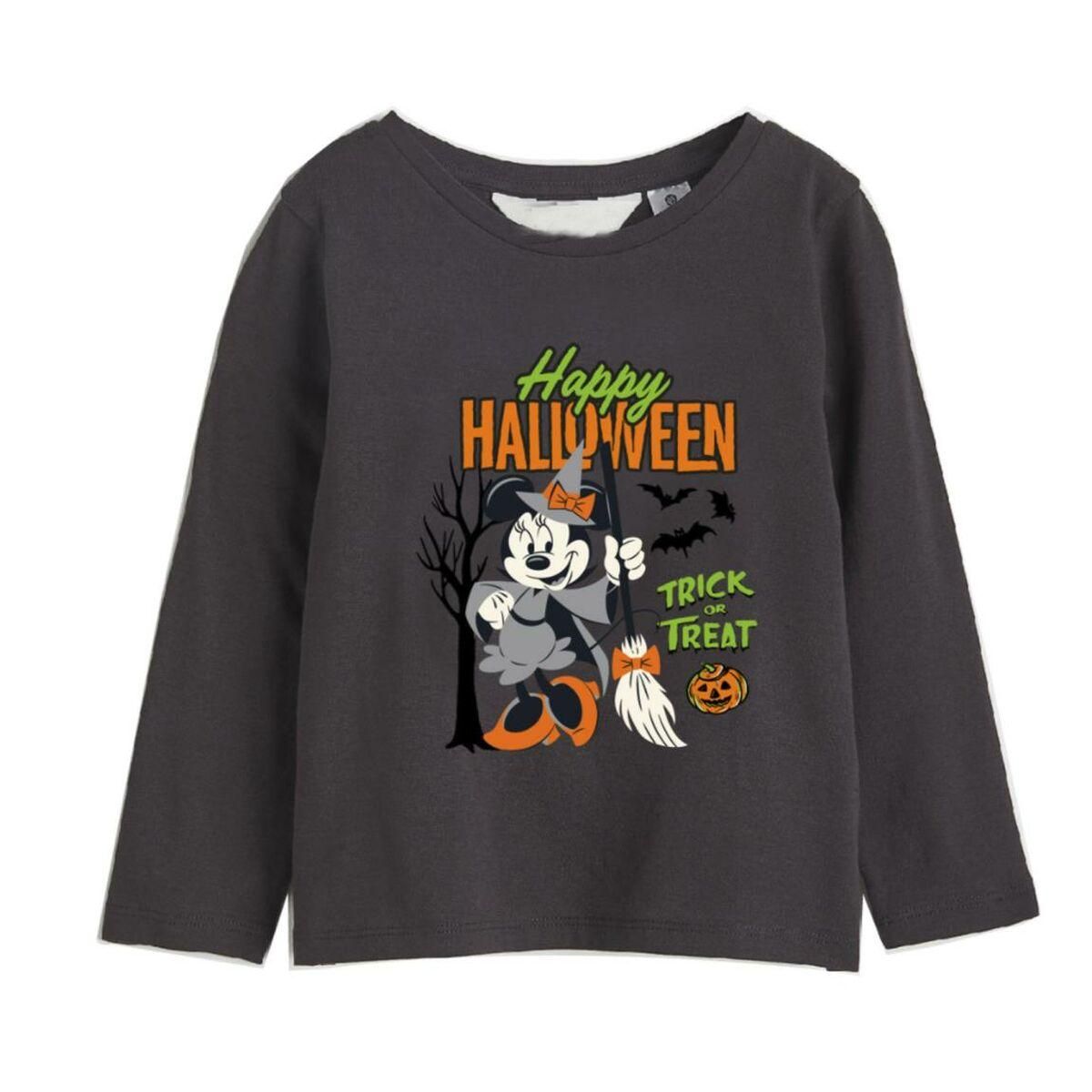 Langærmet T-shirt til Børn Minnie Mouse Halloween Mørkegrå 5 år