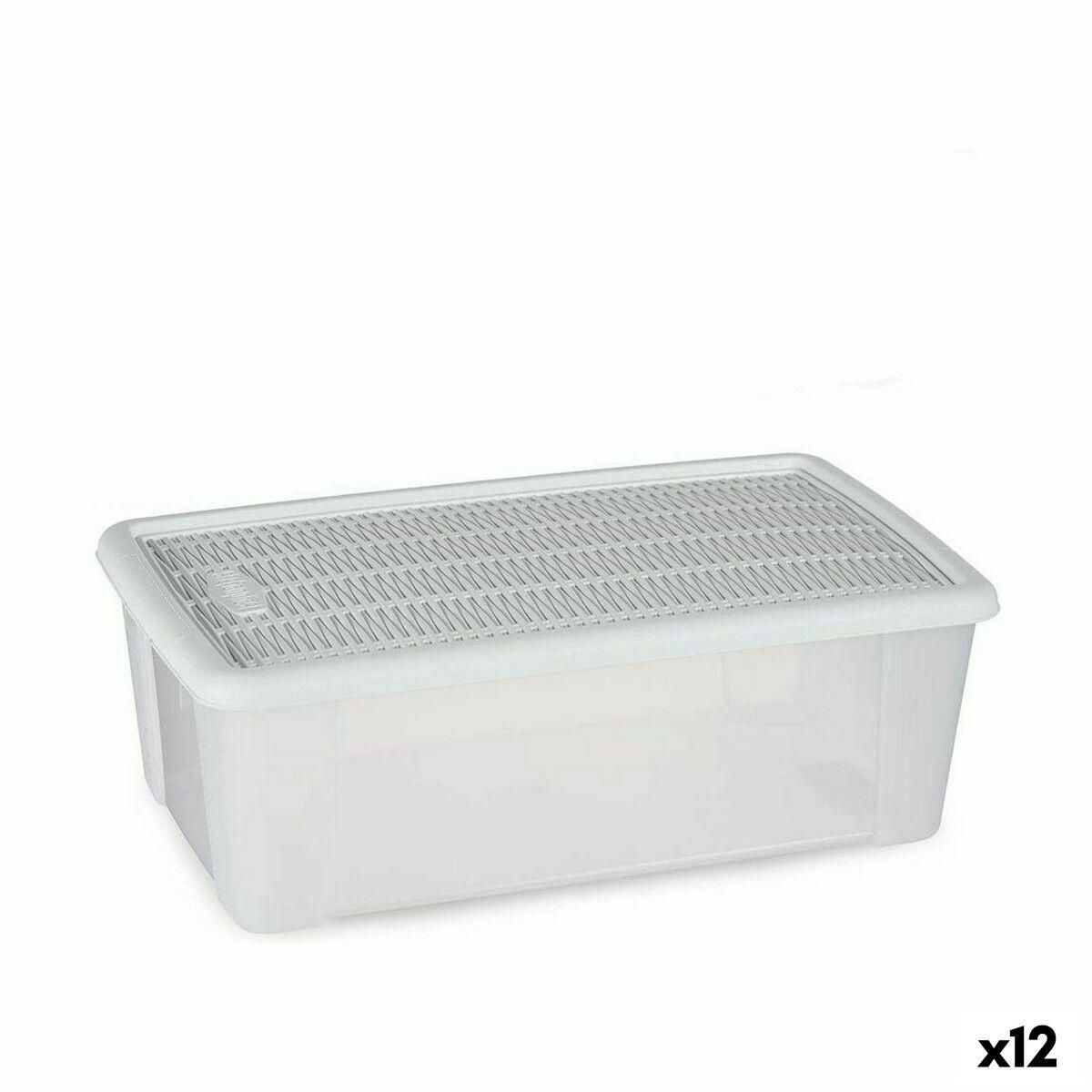 Opbevaringsboks med låg Stefanplast Elegance Hvid Plastik 5 L 19,5 x 11,5 x 33 cm (12 enheder)