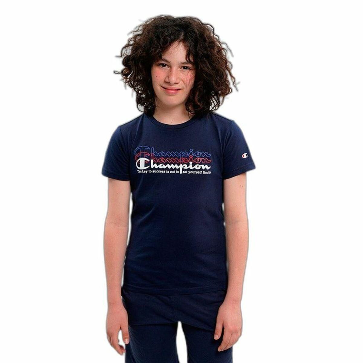 Kortærmet T-shirt til Børn Champion Crewneck Blå 9-10 år