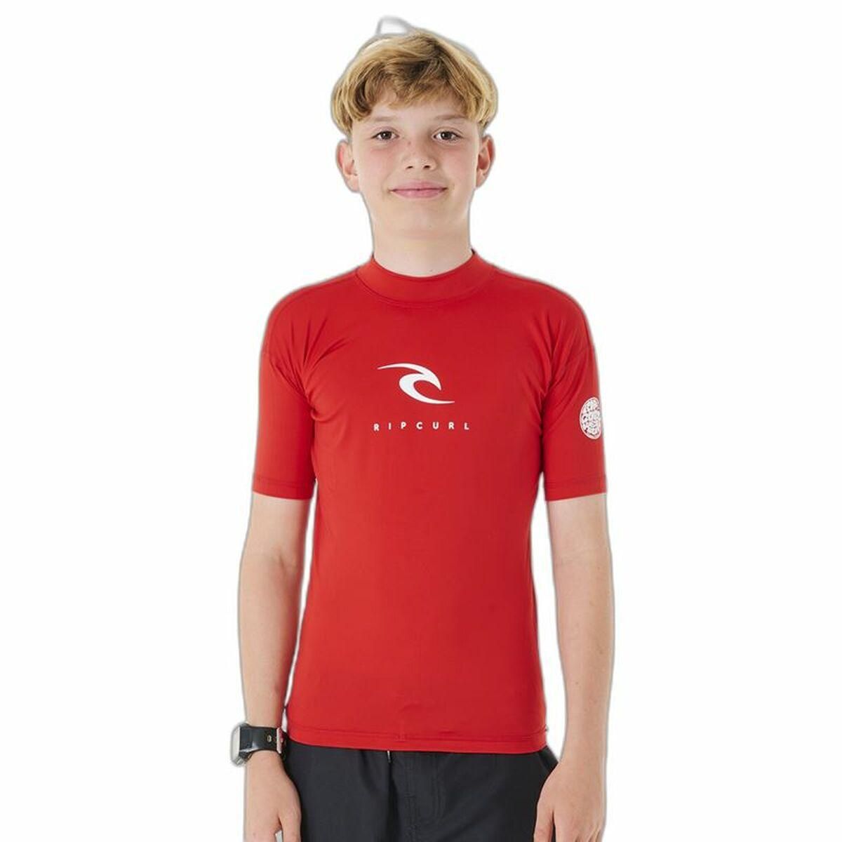 Kortærmet T-shirt til Børn Rip Curl Corps L/S Rash Vest Rød Lycra Surf 16 år