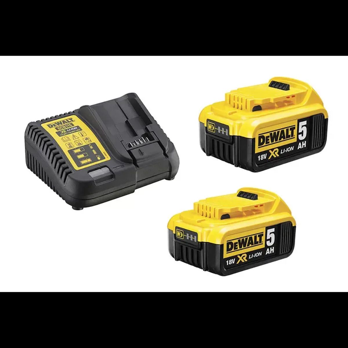 DeWALT 18V XR Batteri-sæt, 2x5Ah + lader - DCB115P2-QW