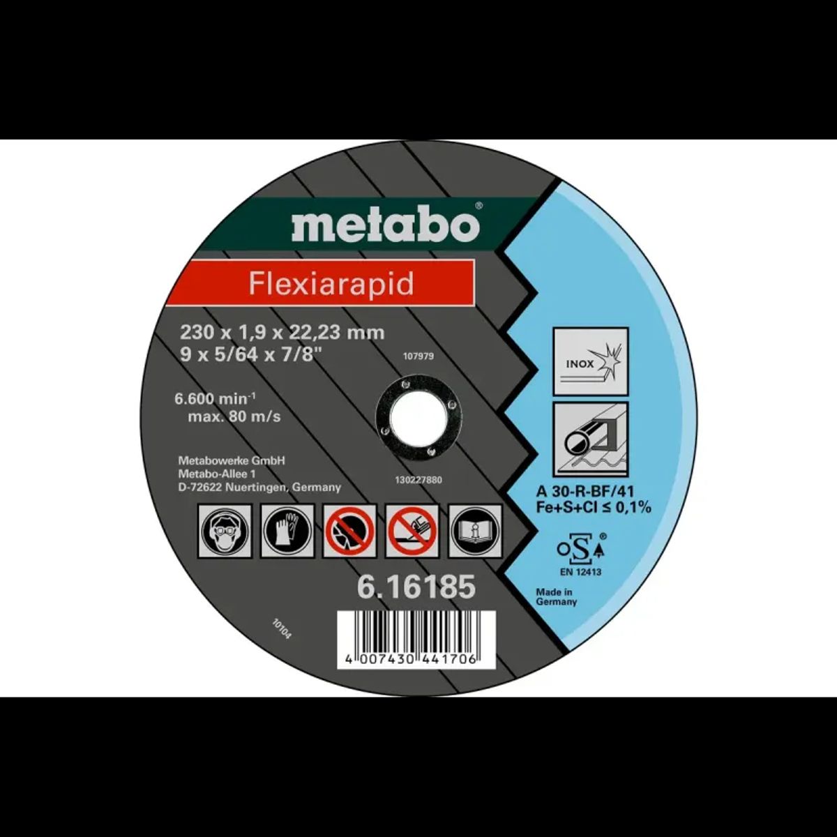 Metabo 4007430441652 - 616180000 Kvalitetsklasse A 60-R - A 46-R - A 30-R Flexiarapid Inox