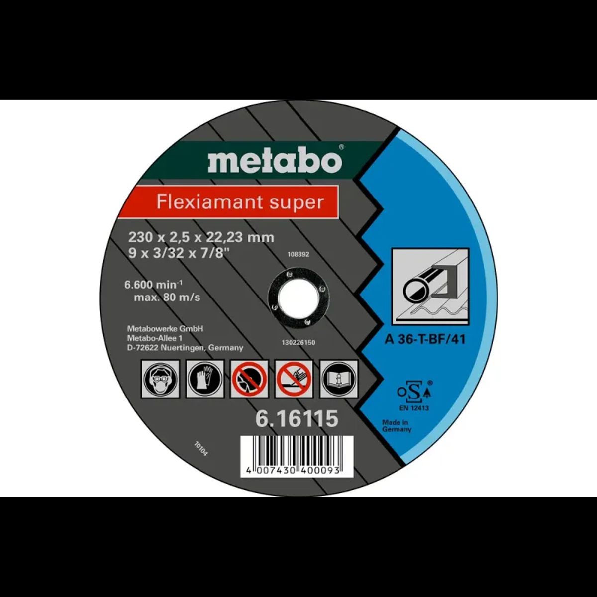 Metabo 4007430437389 - 616100000 Kvalitetsklasse A 36-T Flexiamant Super stål