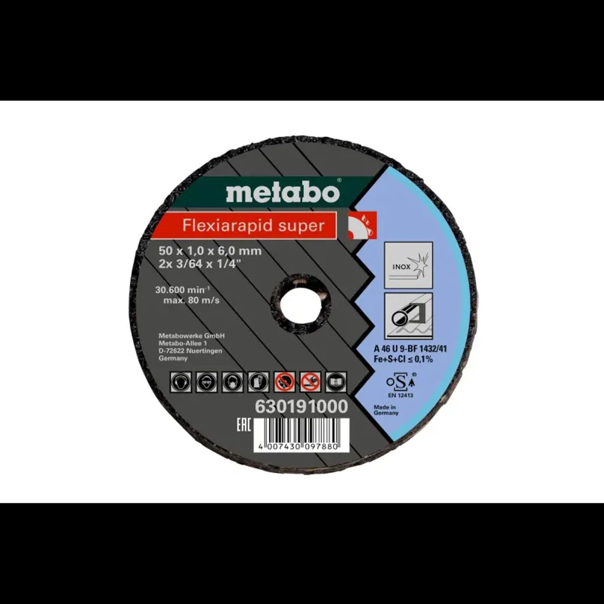 Metabo 4007430097880 - 630191000 Kvalitetsklasse A 46-U 9 Flexiarapid Super Inox