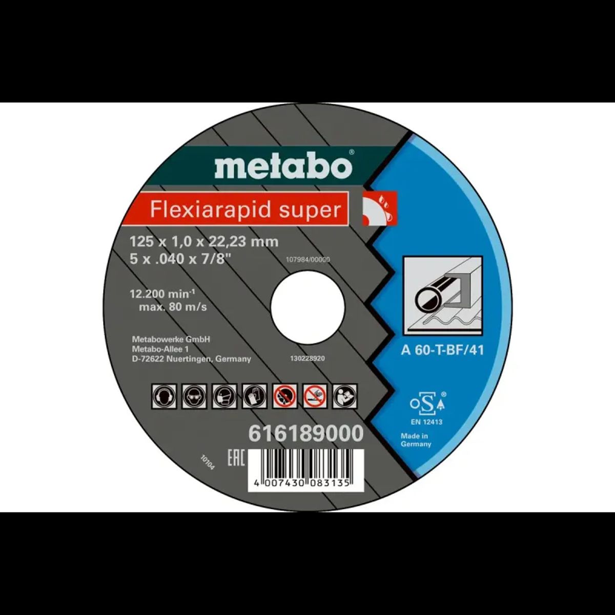 Metabo 4007430083159 - 616191000 Kvalitetsklasse A 60-T - A 46-T Flexiarapid Super stål