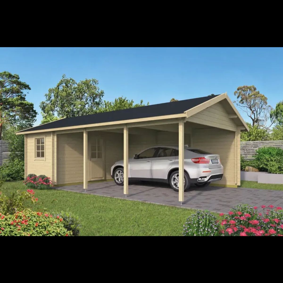 Winston-Salem Carport-shed 44 mm - 400805N - 38,07 m ²