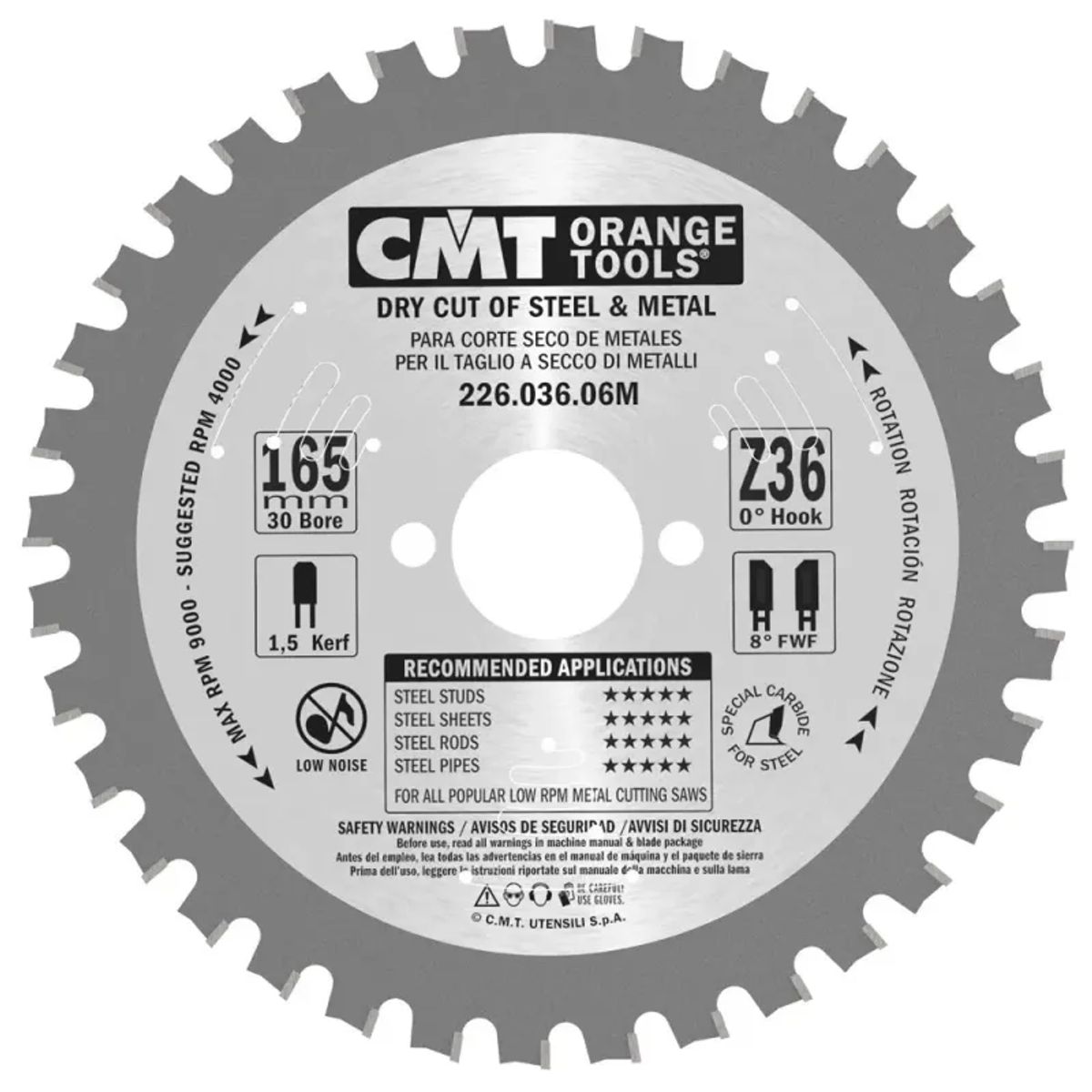 CMT Klinge 165x1,5x30 Z36 Dry Cut - 226.036.06M