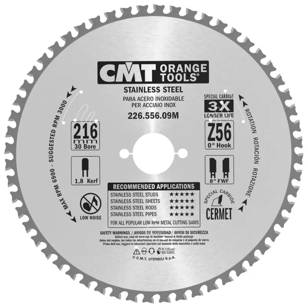 CMT Klinge 216x1,8x30 Z56 Rustfrit - 226.556.09M