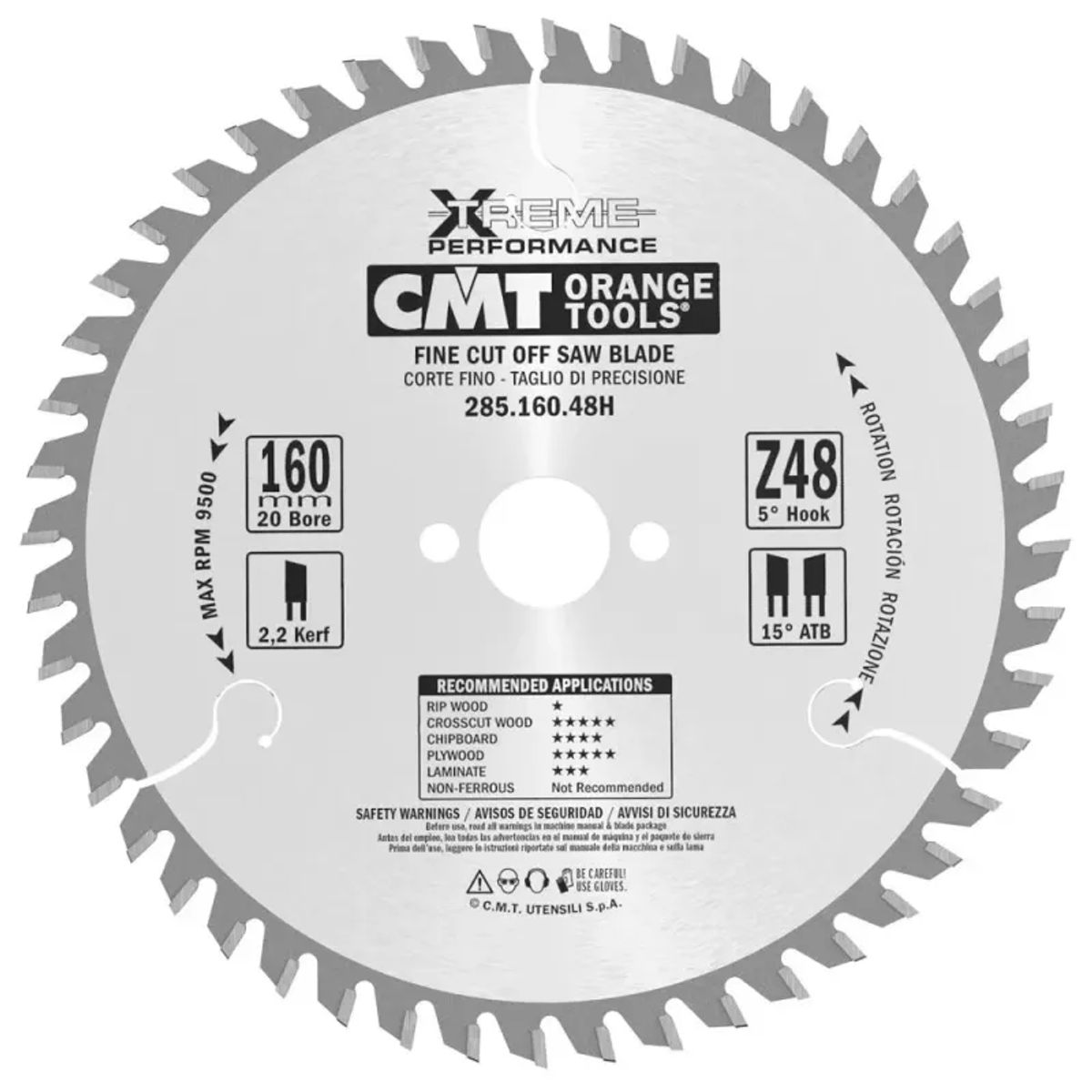 CMT Klinge 160x2,2x20 Z48 W - 285.160.48H