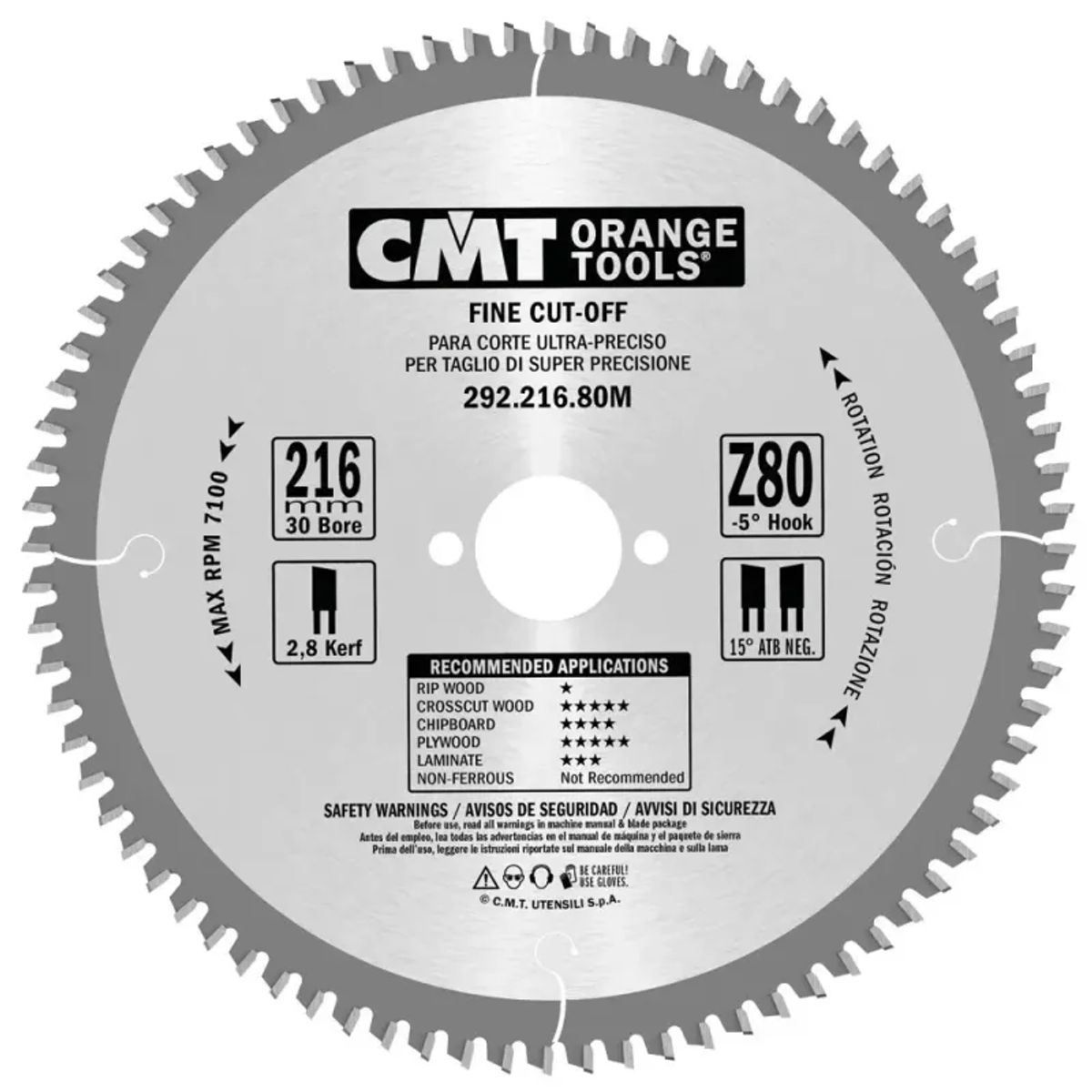 CMT Klinge 216x2,8x30 Z80 W NEG - 292.216.80M