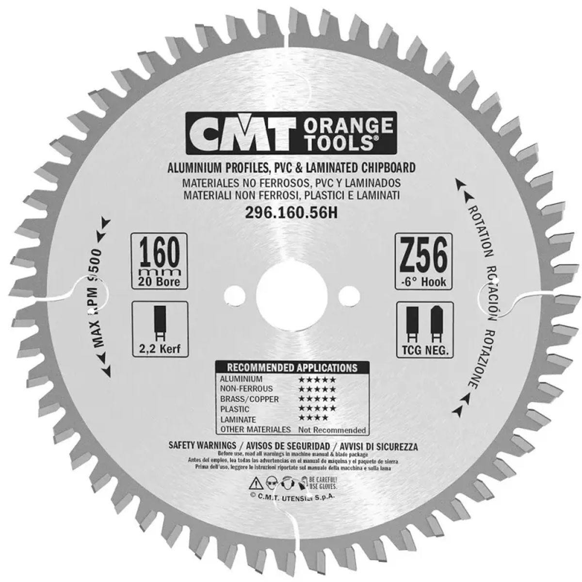 CMT Klinge 160x2,2x20 Z56 NE NEG - 296.160.56H