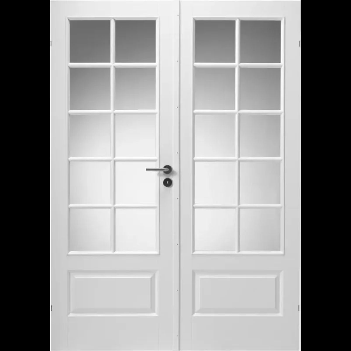 Swedoor Style SP10+SP10 hvidmalet dobbeltdør celle m/glas m15x21 / 72,5+72,5x204cm