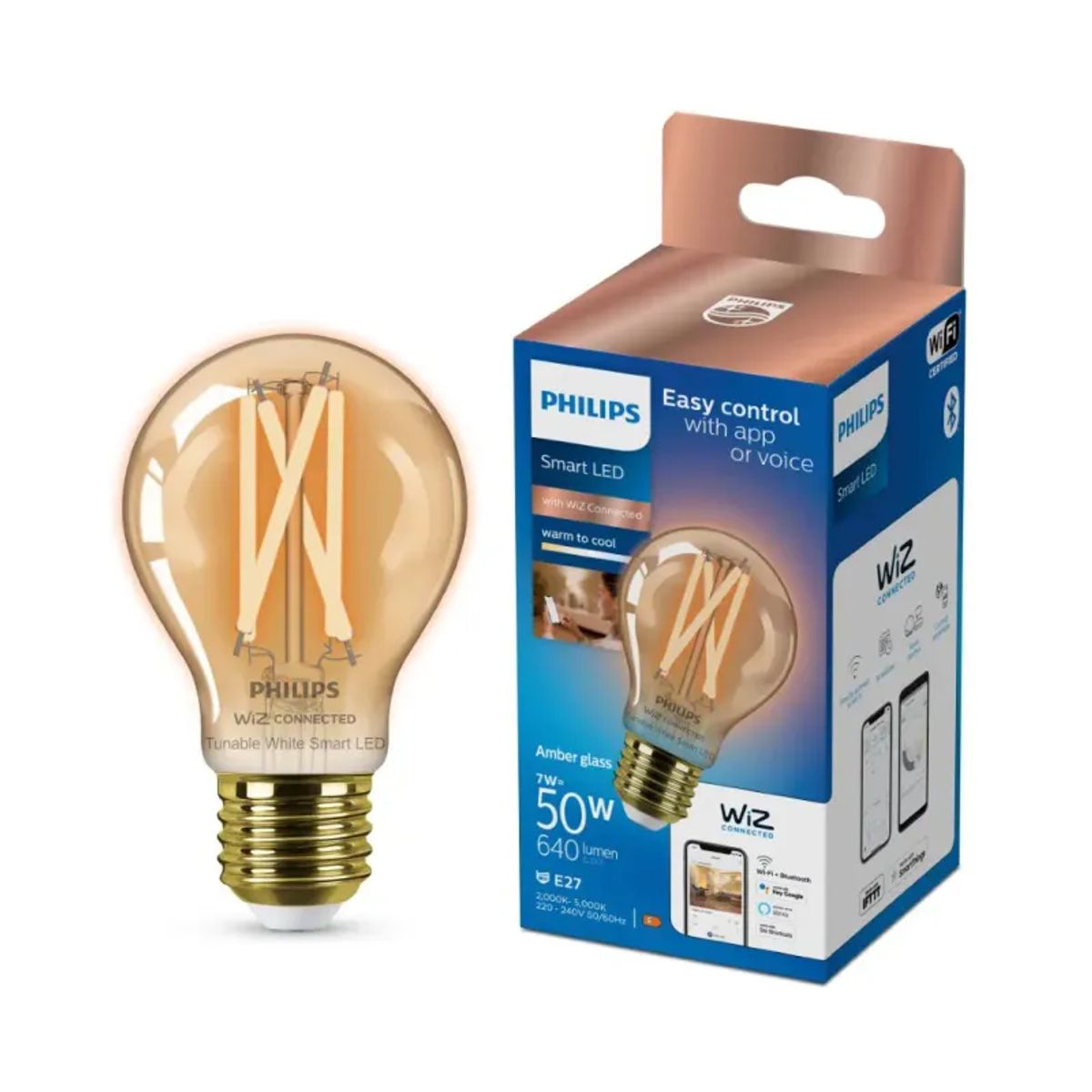 Philips Smart LED Tunable white - Filament standard E27, ravfarvet