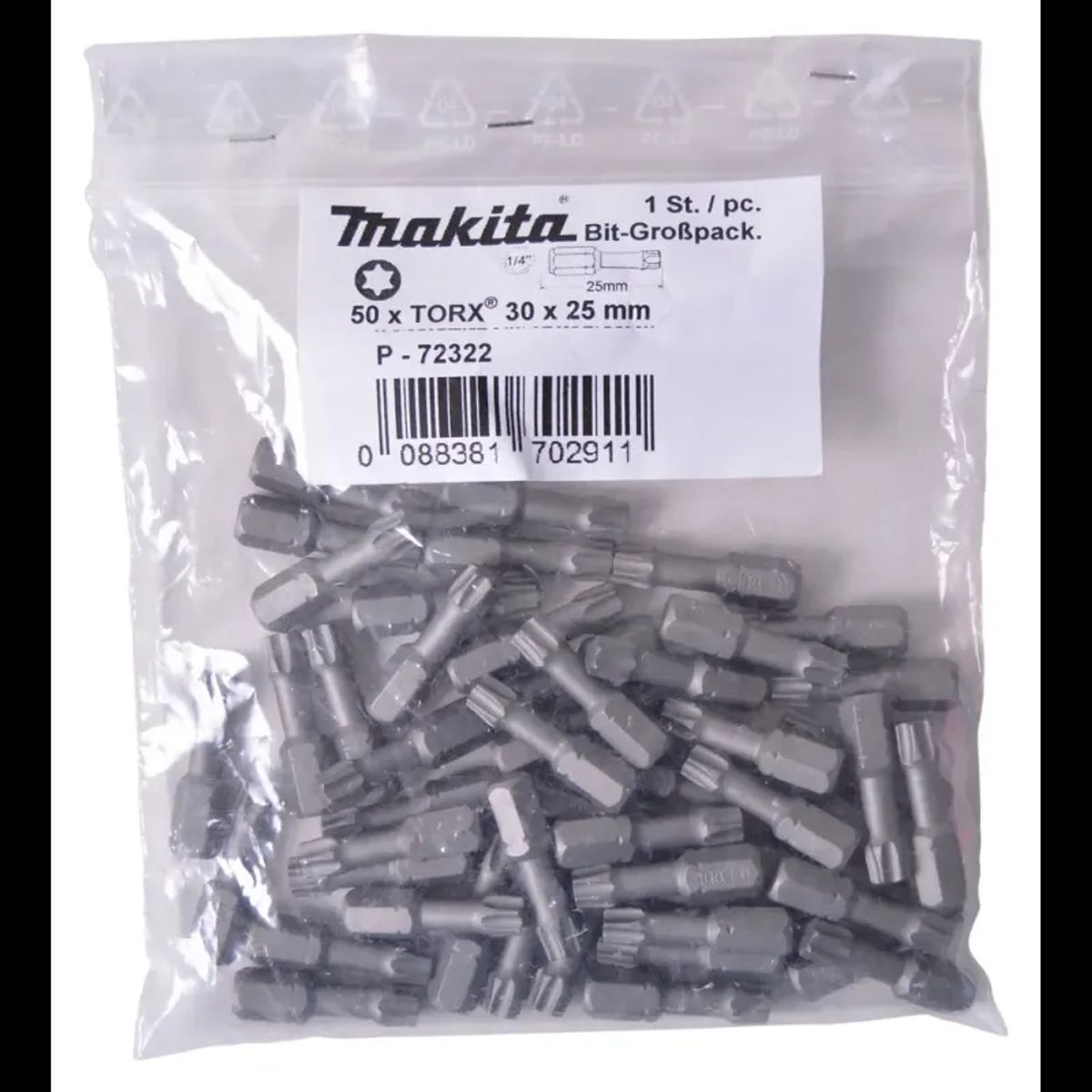 Makita Torx Bit Tx30x25mm 50stk - P-72322