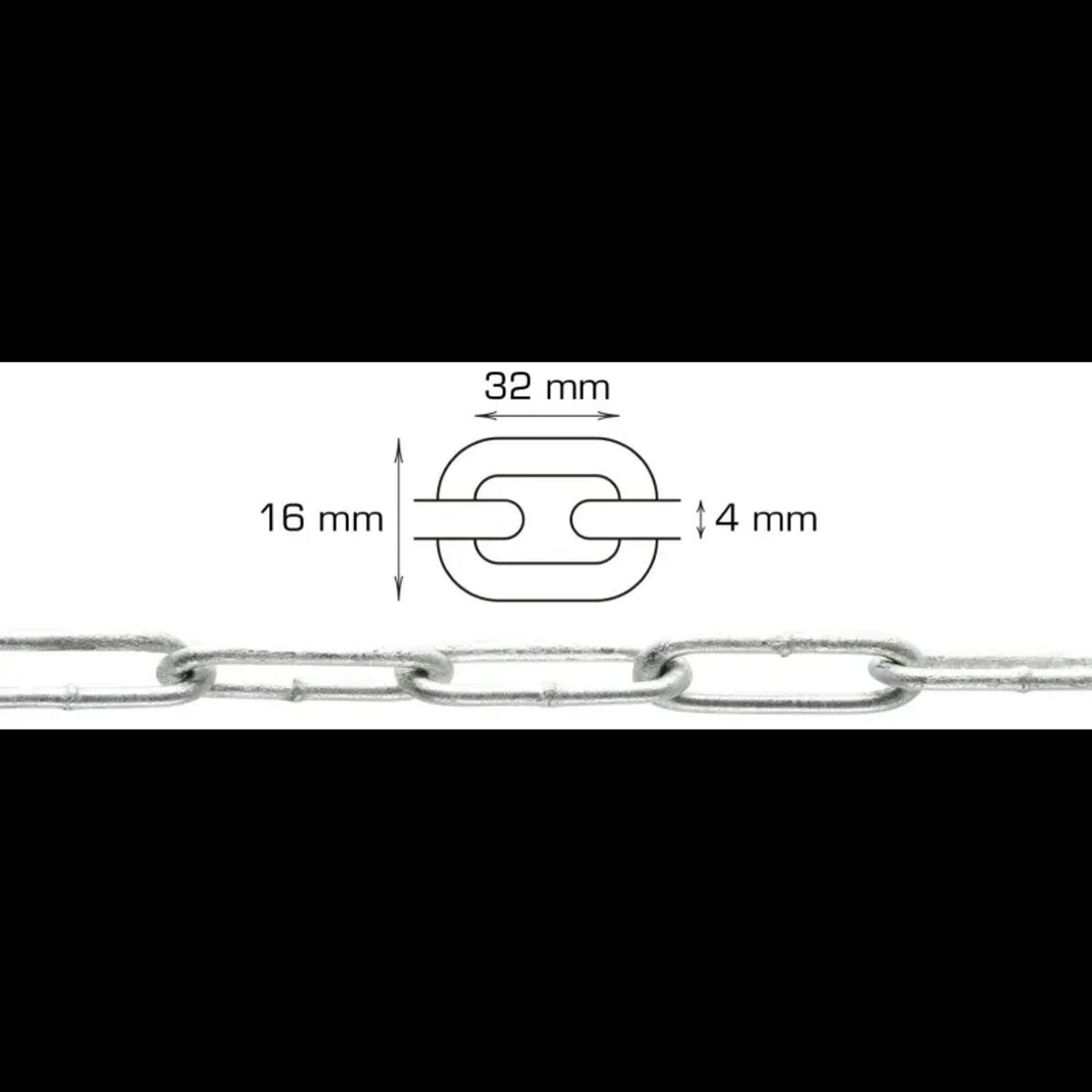 Home-it langleddet kæde 4 mm x 5 meter galvaniseret