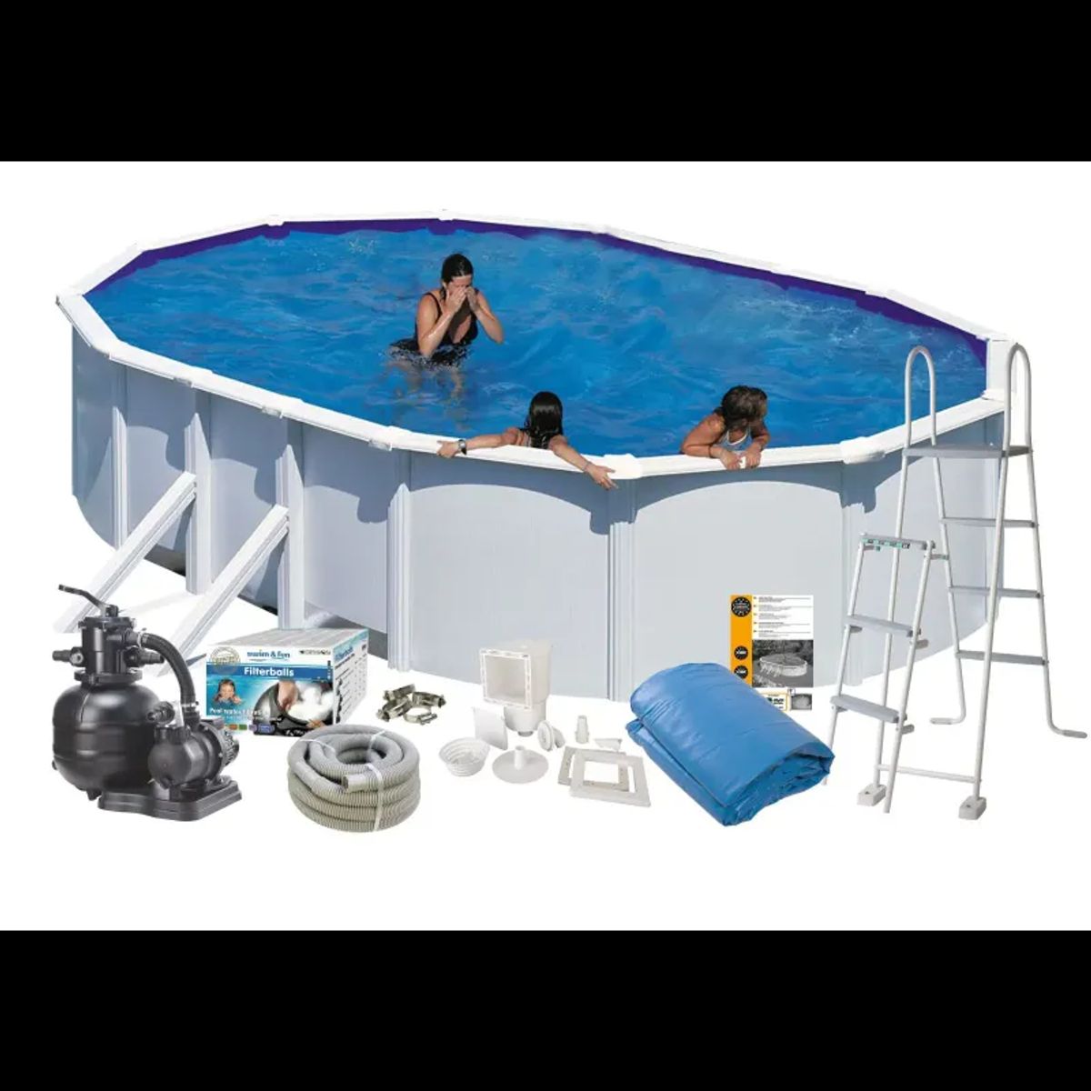 Swim & Fun Pool Basic 132 500x300 cm Hvid Sidesup. - 2727