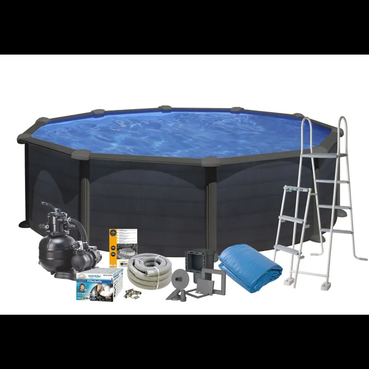 Swim & Fun Pool Basic 120 Ø460 cm Sort Graphite - 2717