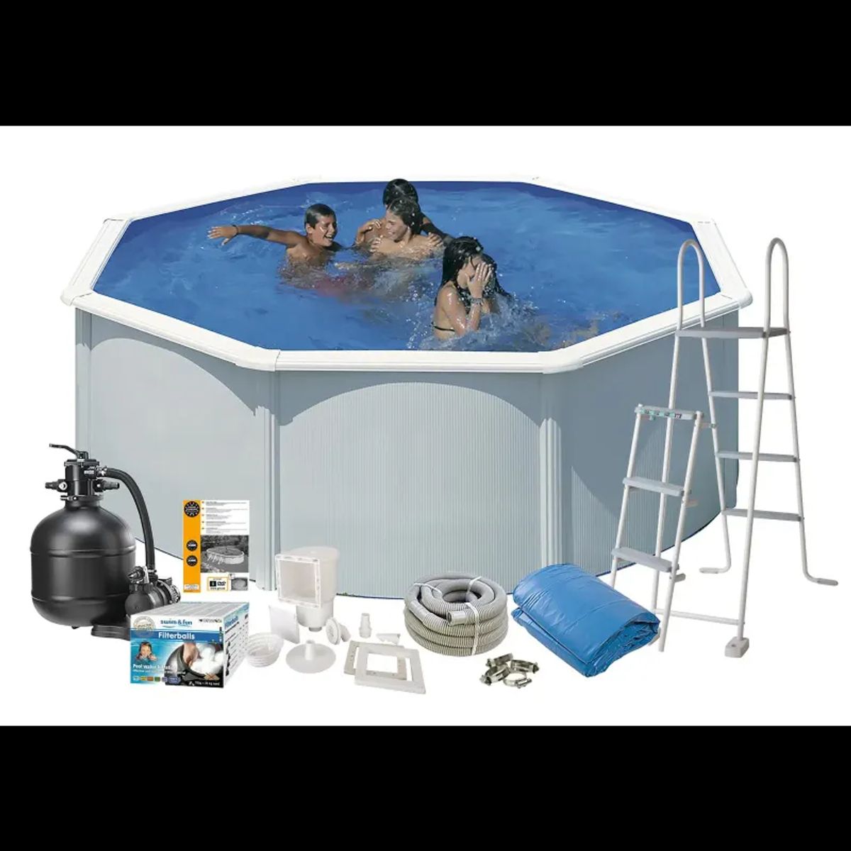 Swim & Fun Pool Basic 132 Ø350 cm Hvid - 2720