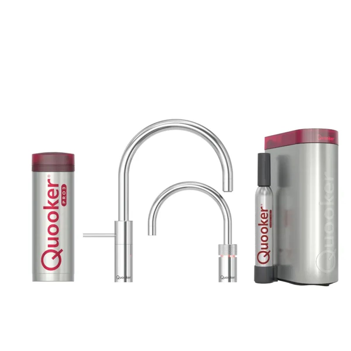 Quooker Twintaps Round Sæt M 3l Krom Inkl. Pro3 & Cube Beholder