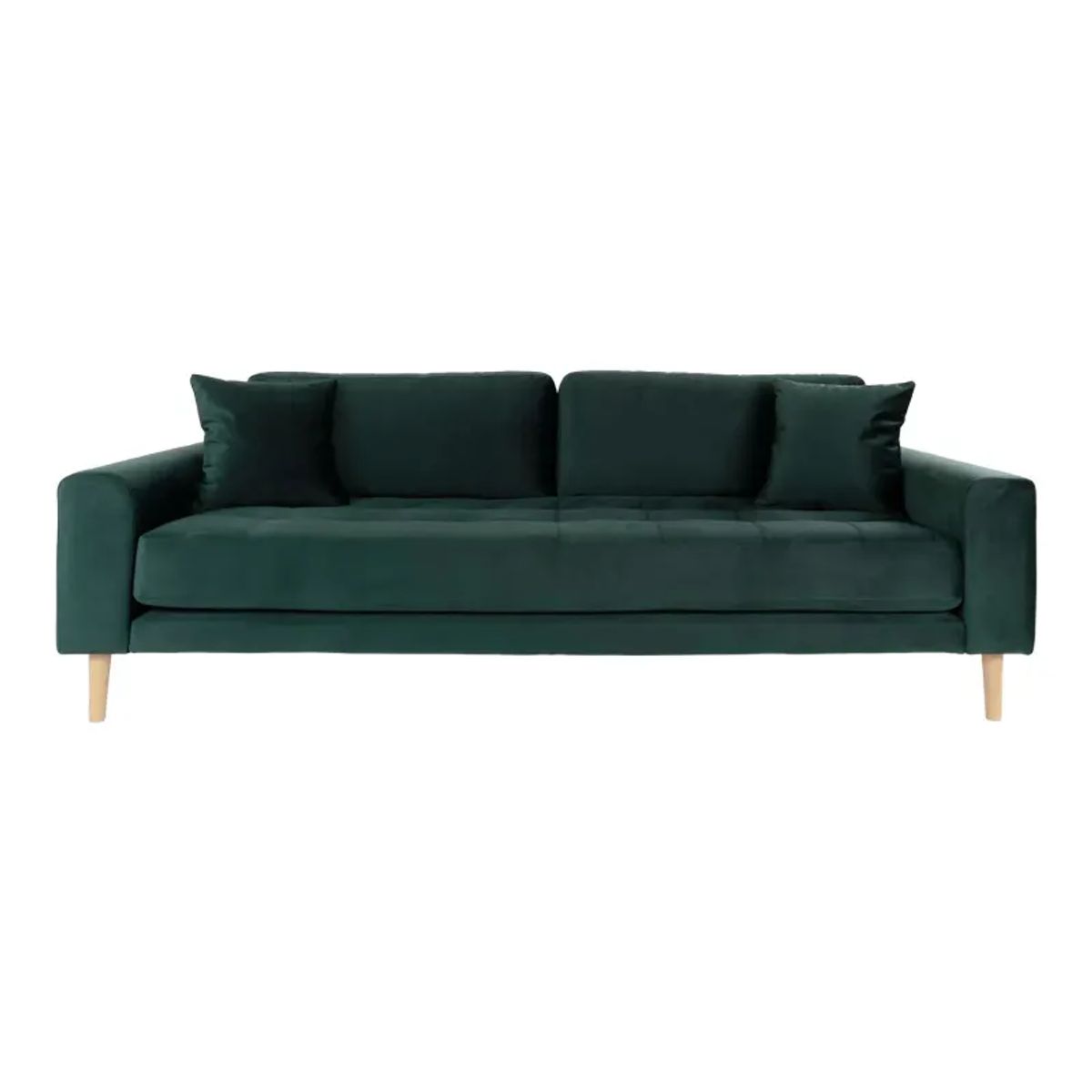 Sofa i mørkegrønt velour med to puder HN1006 - 1301445