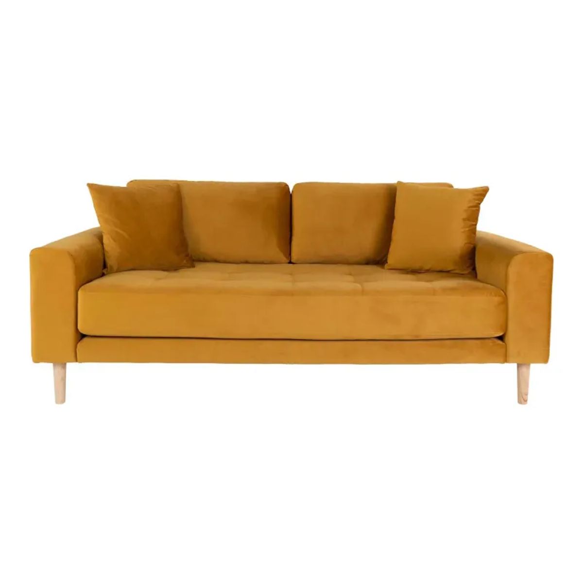 Sofa i sennepsgult velour med to puder HN1004 - 1301434