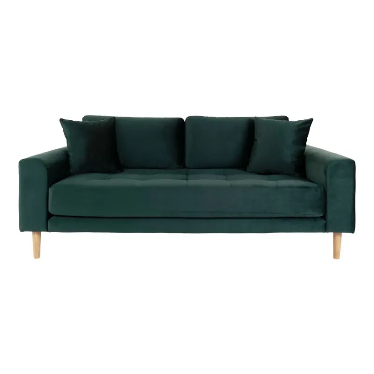 Sofa i mørkegrønt velour med to puder HN1006 - 1301435