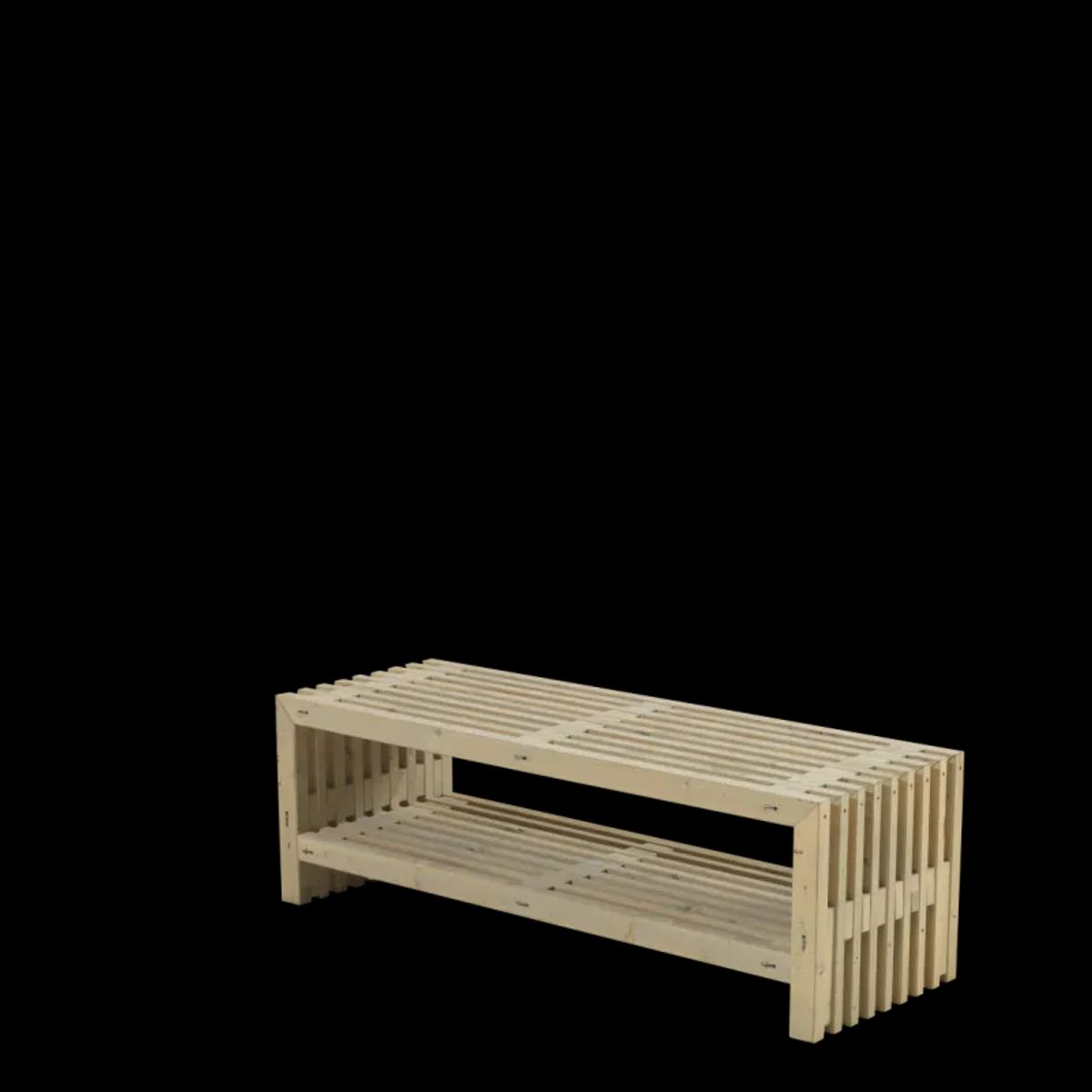 Plus Rustik Trallebænk Design 138x49x45cm m/hylde -drivtømmerfarve