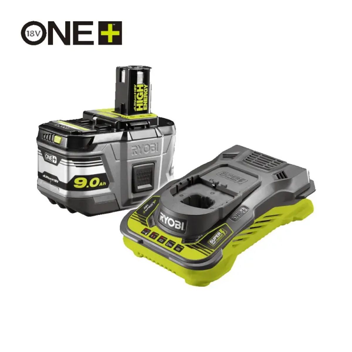 Ryobi Lader og Batteri High Energyâ¢ 18 9,0 Ah Lithium+ - RC18150-190