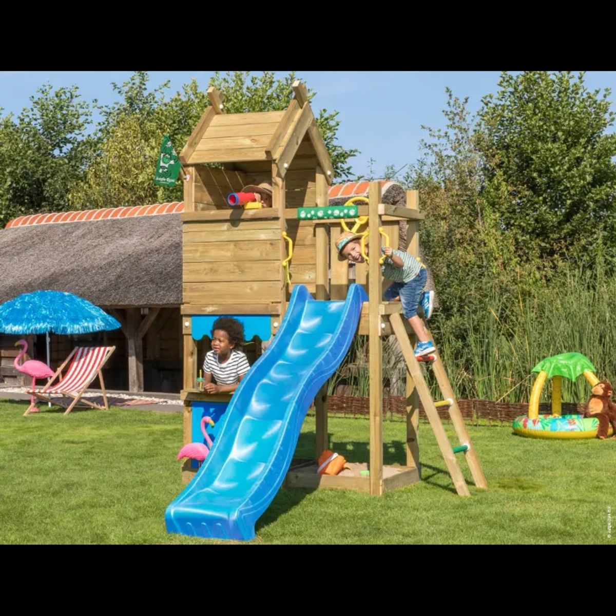 Jungle Gym Resort legetårn komplet inkl. blå rutschebane 804-087B