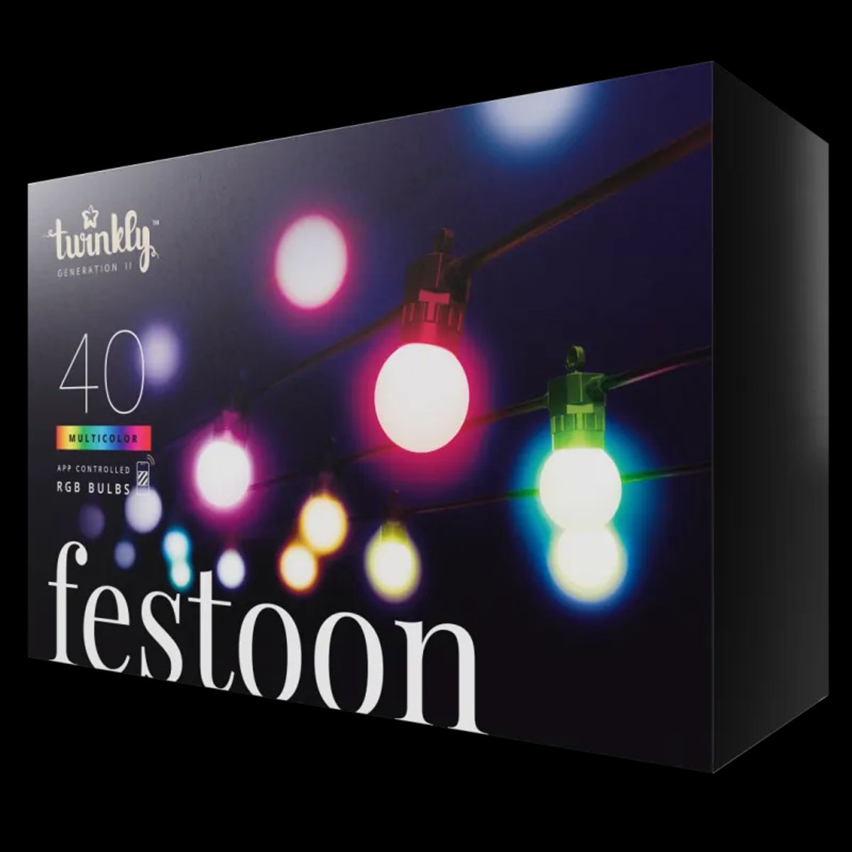 Twinkly Festoon Party Lights Lyskæde 40LED RGB G45 Bulbs