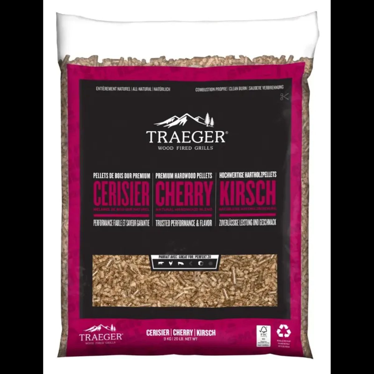 TRAEGER Kirsebær Træpiller 9 kg - FSC - PEL347