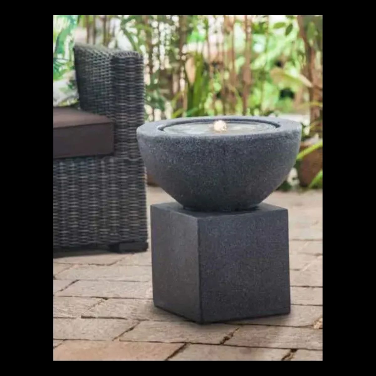 Garden fountain base "Cube", black color, 31x31x31cm