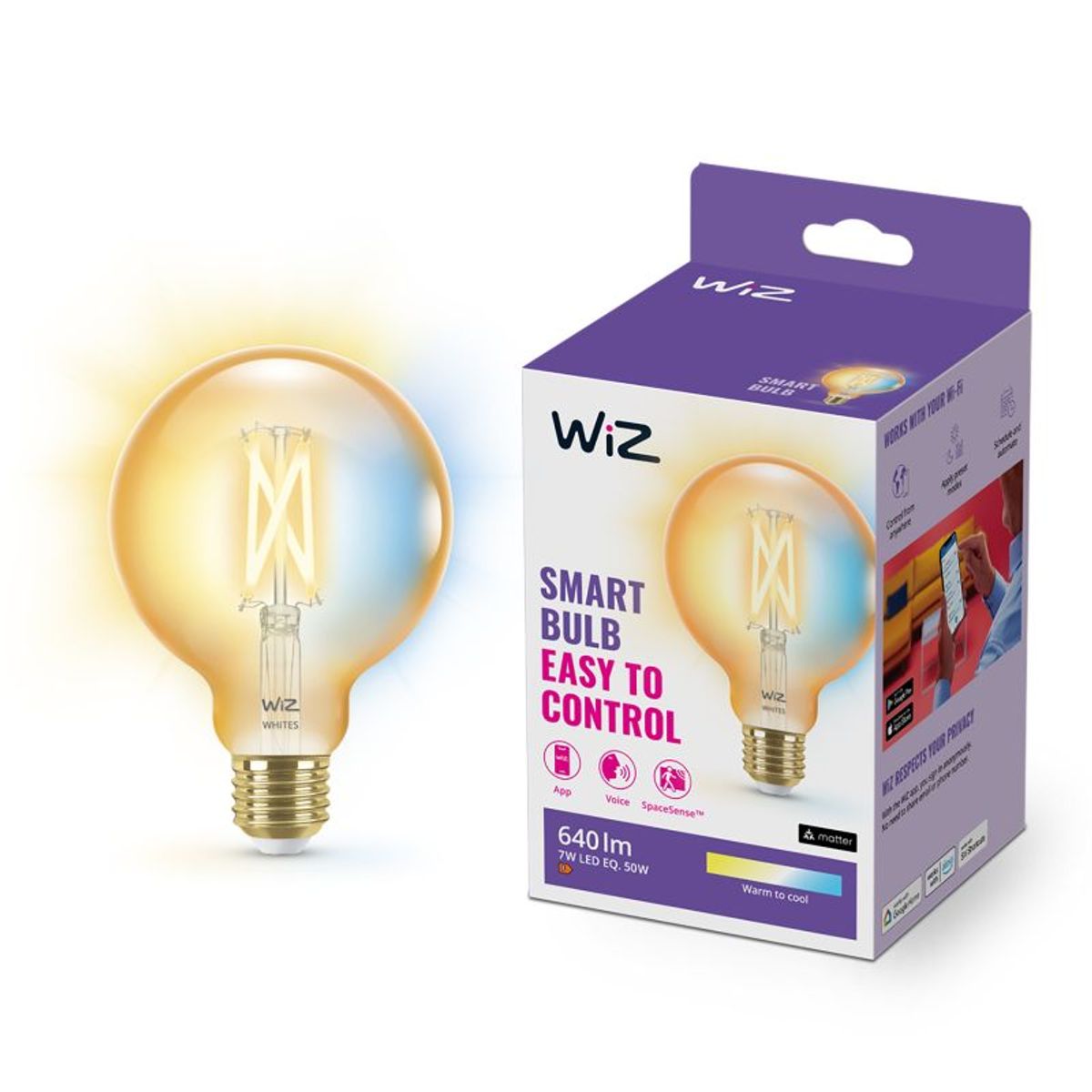 WiZ Pære filament Rav - E27 50W - 929003018301