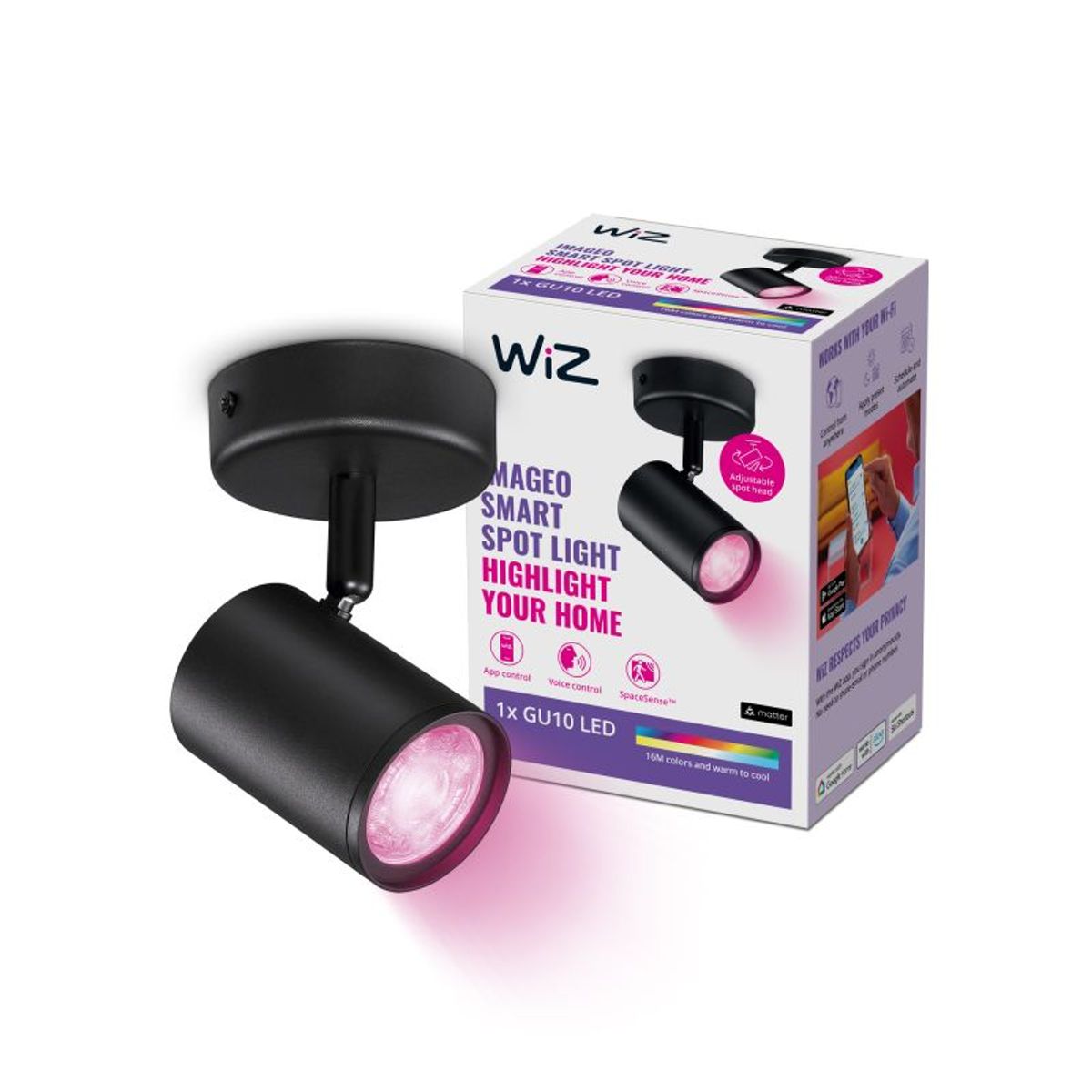 WiZ Spots 1x5W B 22-65K RGB