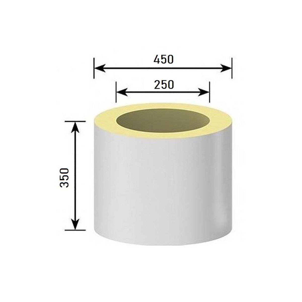 Schiedel pms isoleringsring til væggennemføring - idv. Ø250, udv. Ø450 x h350mm