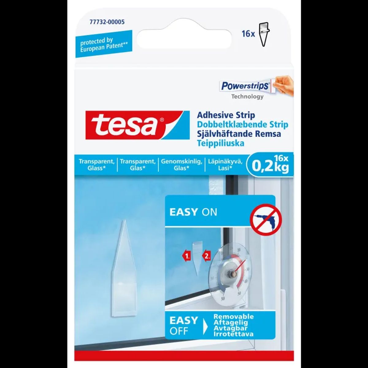 Tesa Dobbeltklæbende strips til transparente overflader og glas (1 kg), 8 stk.