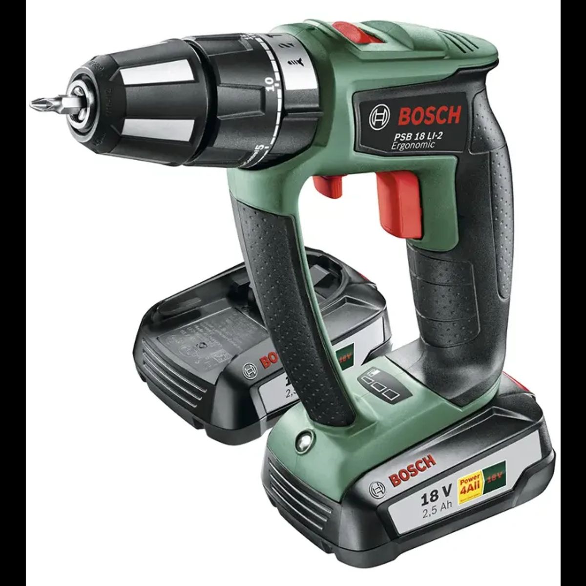 Bosch PSB 18 LI-2 Ergonomic Akku-slagbore-/skruemaskine med to gear, lithium-ion - 06039B0301