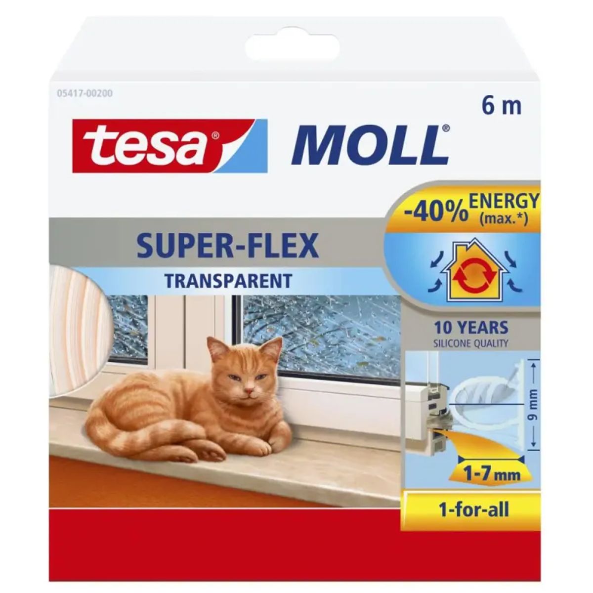 Tesa Tætningsliste Super-flex transparent - 6 m