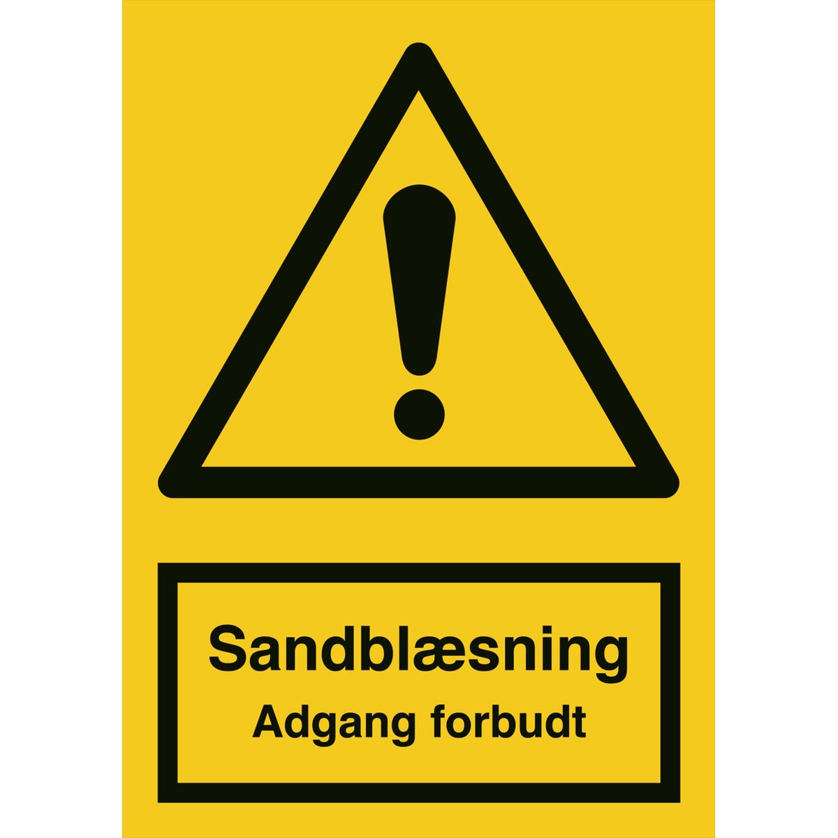 Advarselsskilt - Sandblæsning. Adgang forbudt - Vinyl klistermærke - 297 x 210 mm (A4)