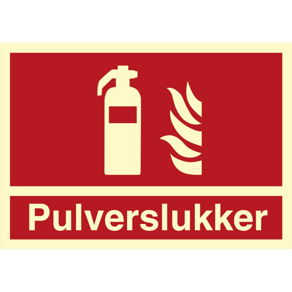 Brandskilt - Pulverslukker - Efterlysende vinyl klistermærke - 105 x 148 mm (A6)