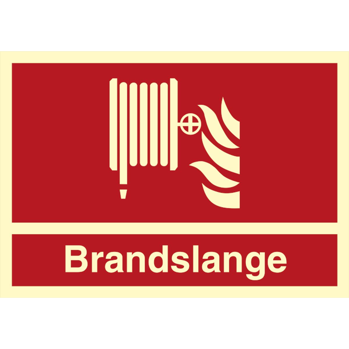 Brandskilt - Brandslange - Efterlysende plast - 105 x 148 mm (A6)